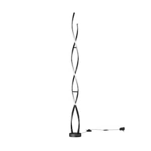 Swirl 59 in. Black Modern 1-Light Dimmable Integrated LED Standard Floor Lamp for Living Room