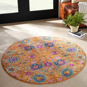 Passion Sunburst 4 ft. x 4 ft. Abstract Transitional Round Area Rug