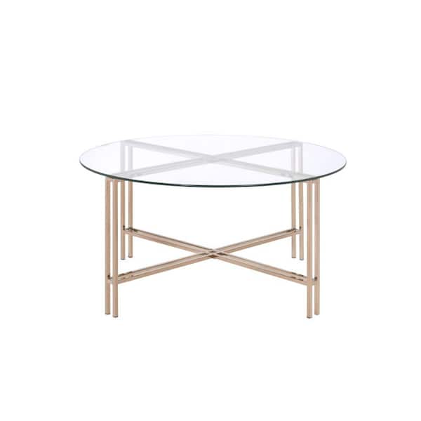 Gold, Benzara BM188218 Abstract Design Metal Accent Table with Inserted Mirror Top 