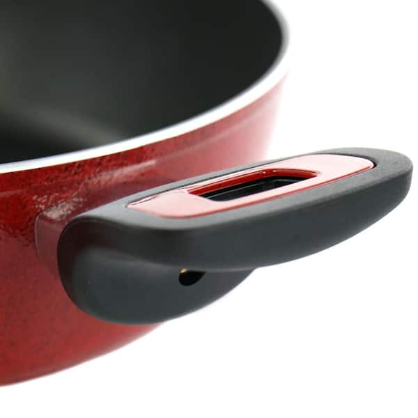 Oster Claybon 3.8 Quart Nonstick Saute Pan With Lid in Speckled Red