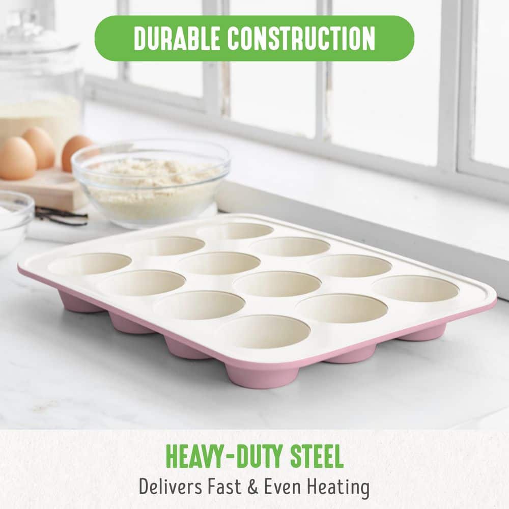 Pink Jumbo Nonstick Ceramic 12-Cup Muffin Pan