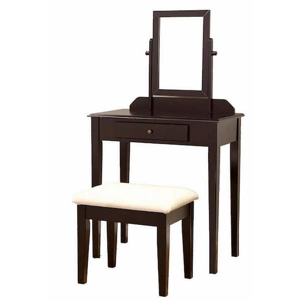 Homecraft Furniture Alligood 3-Piece Mahogany Vanity Set with Mirror and Stool