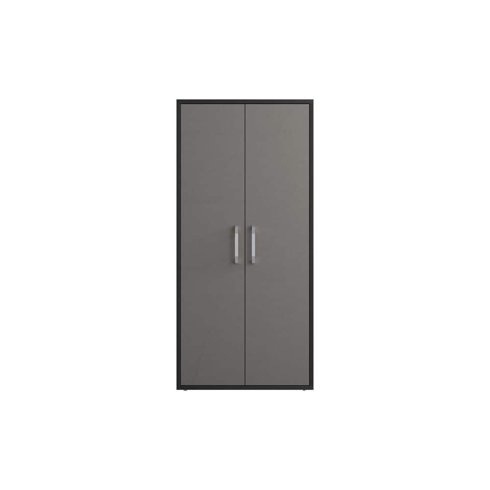 Eiffel 35.43 in. W x 73.43 in. H x 17.72 in. D 4-Shelf Composite Wood Freestanding Cabinet in Matte Black and Grey price history on PriceWatchPro