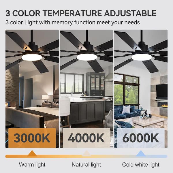 Breezary Larrisa 72 in. (6 ft.) Indoor Integrated LED Black