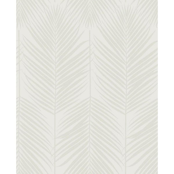 Chardonnay Glass Beaded Persei Palm Paper Unpasted Nonwoven Wallpaper Roll 57.5 sq. ft.