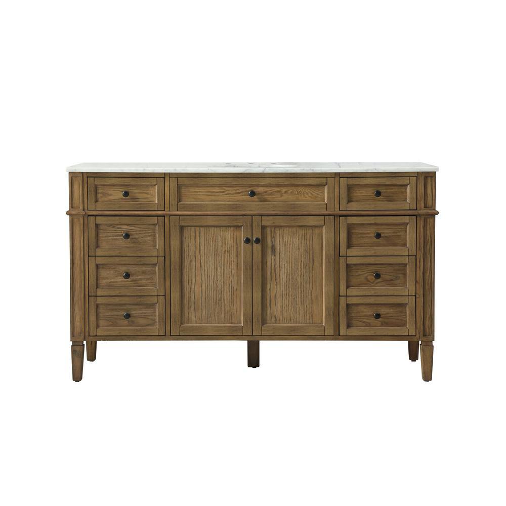 Simply Living 60 in. W x 21.5 in. D x 35 in. H Bath Vanity in Driftwood wit