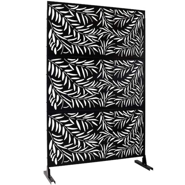 6.3 ft. H x 4 ft. W Black Outdoor Privacy Screen Metal Garden Fence Panels Freestanding Decorative Screen Panel