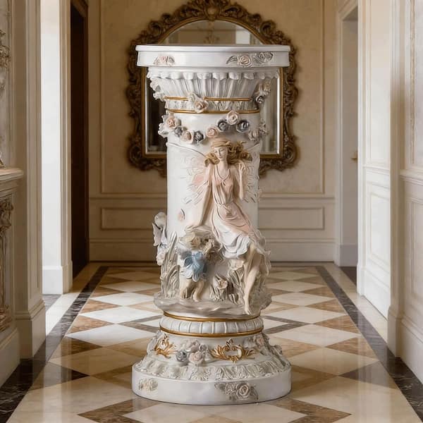 maocao hoom 33 in. Luxury Vintage Roman Column Pedestal, Resin
