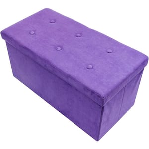 30 in. L x 15 in. W x 15 in. H Purple Collapsible Chest Fabric Bench Storage Box