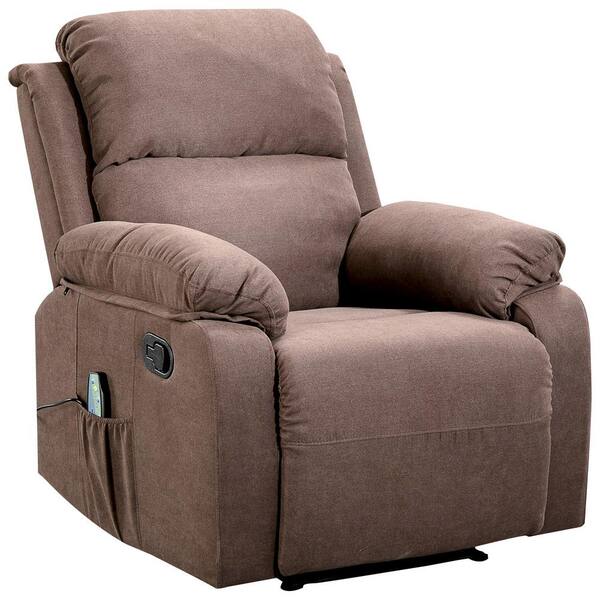 BANSA ROSE Brown Home Overstuffed Pillow and Armrest Recliner Chair Sofa with 6-Point Remote Control Massage