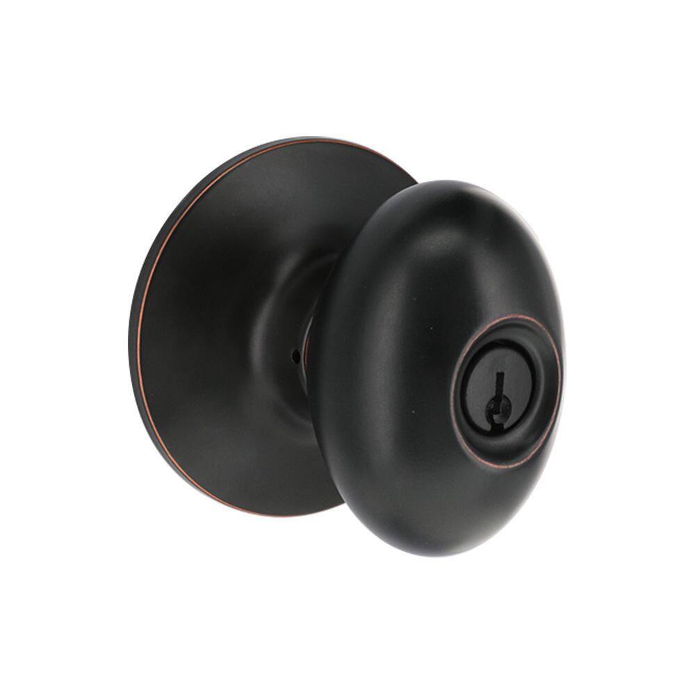 Oval Aged Bronze Keyed Entry Door Knob