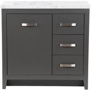 Blakely 37 in. W x 19 in. D Bath Vanity in Shale Gray with Stone Effects Vanity Top in Lunar with White Sink