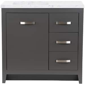 Blakely 37 in. W x 19 in. D x 36 in. H Single Sink Freestanding Bath Vanity in Shale Gray with Lunar Cultured Marble Top