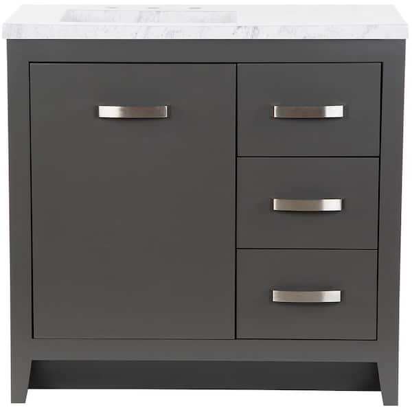 Blakely 37 in. Single Sink Shale Gray Bath Vanity with Lunar Cultured Marble Top (Assembled)