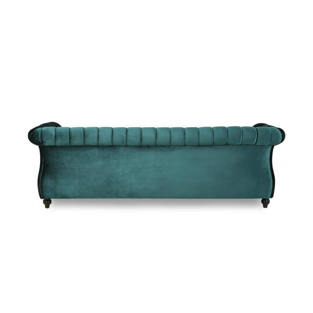 Teal Velvet Chesterfield 3-Seater Sofa with Nailhead Trim