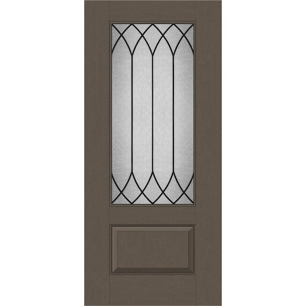 Steves & Sons Regency 36 in. x 80 in. Universal Handing 3/4 Lite Spire Decorative Glass Ashwood Stain Fiberglass Front Door Slab