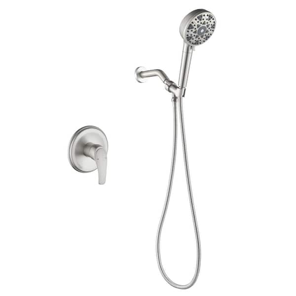 AIMADI Single Handle 7-Spray Filtered Shower Faucet 1.8 GPM with Pressure Balance Wall Mounted Shower System in. Brushed Nickel