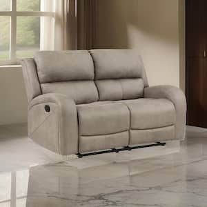 61.5 in. Pillow Top Arm Microfiber Rectangle Recliner Loveseat Sofa in Brown