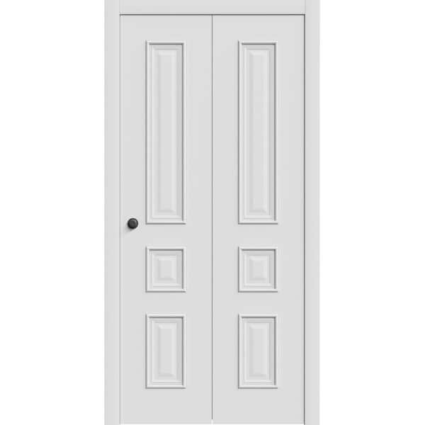 7833 56 in. x 80 in. Sold Core White Enamel Color Wood Bi-fold Door with Hardware
