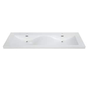 63 in. W x 18.5 in. D Solid Surface Resin Vanity Top in White with White Double Basin