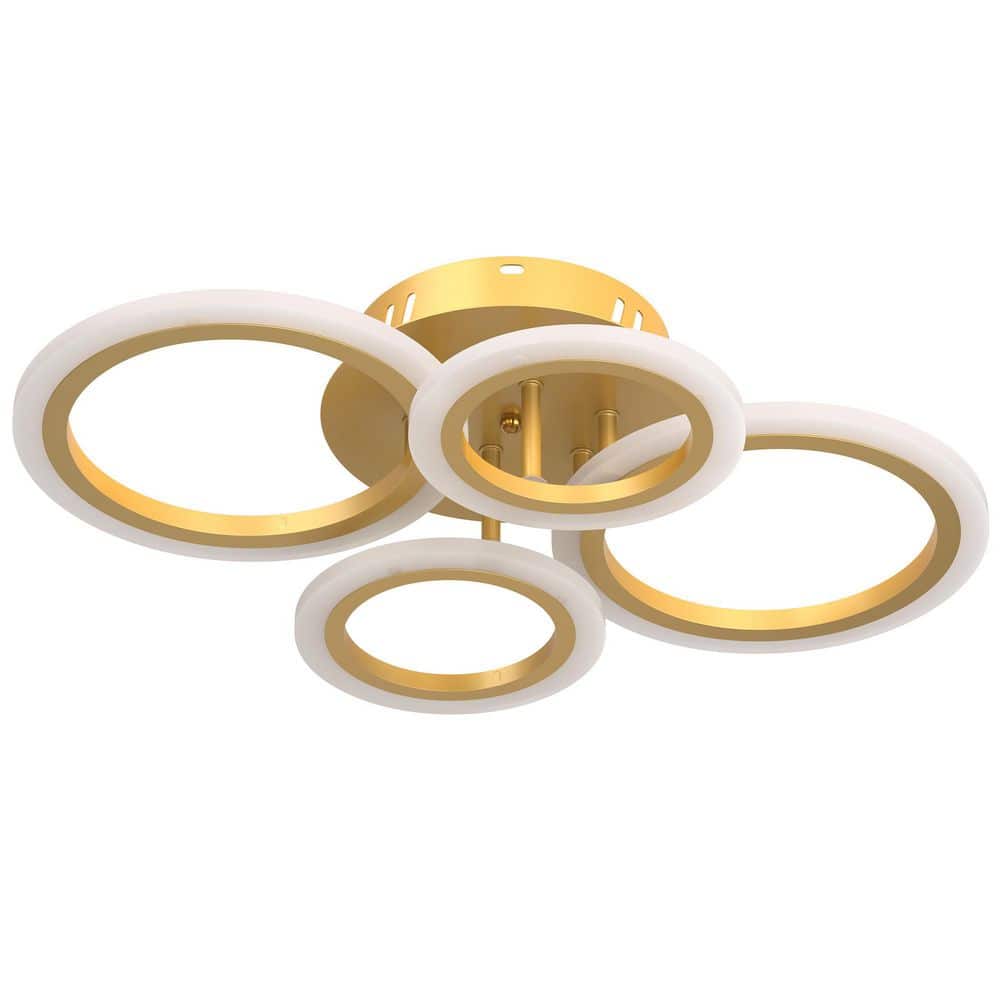 21.7 in 4-Ring Semi-Flush LED Ceiling Light, Copper Finish, Modern Metal Design, 4-Light price history on PriceWatchPro