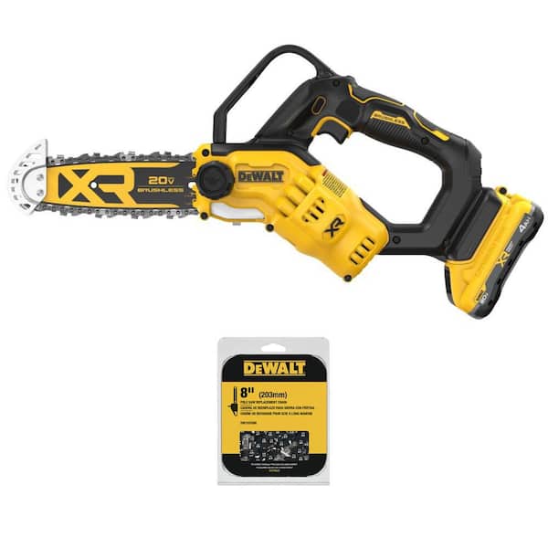 20V MAX 8 in. Brushless Cordless Battery Powered Pruning Mini Chainsaw Kit with 4.0 Ah Battery, Charger and Extra Chain