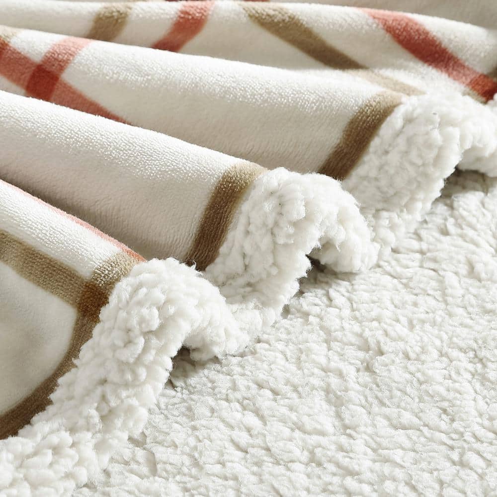 Wrangler Bright Orange Reversible Fleece Sherpa Throw Blanket