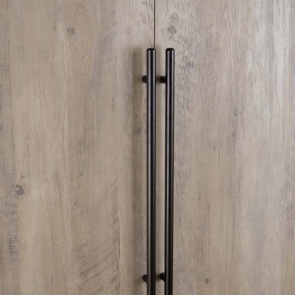 Rustic Gray 2-Door Hinged Wardrobe Closet with Metal Handles