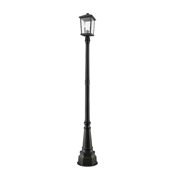 Unbranded Beacon 91.25 in. 2-Light Oil Bronze Aluminum Hardwired Outdoor Weather Resistant Post Light Set with No Bulbs included
