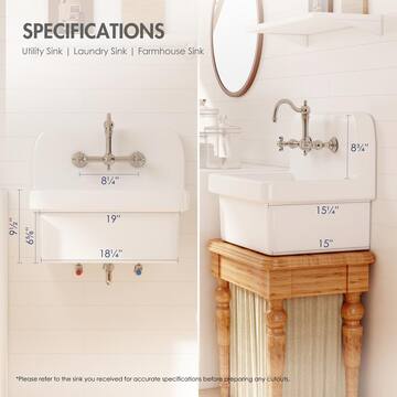 Eridanus Mason 8 Gal. 16 in. D x 21 in. W Wall Mount Laundry/Utility Sink in Crisp White with Basket Strainer ERI-US-201