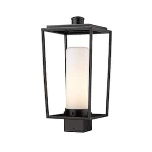 Sheridan 17in. 1-Light Black Aluminum Hardwired Outdoor Weather Resistant Post Light Square Fitter with No Bulb Included