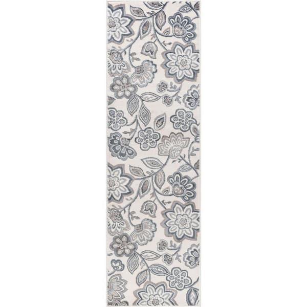 Madison Floral Cream 2 ft. x 10 ft. Indoor Runner Rug