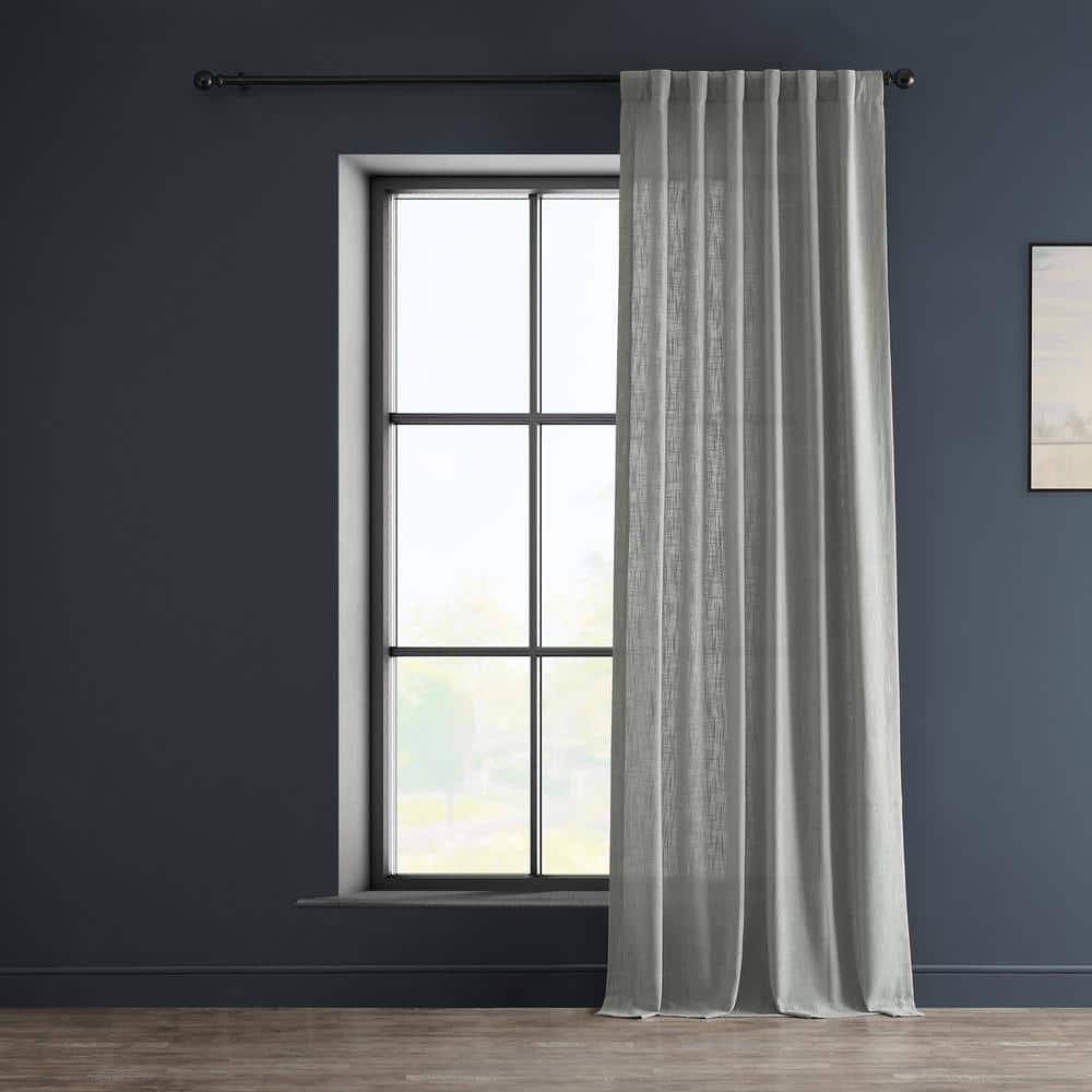 Ash Grey Sheer Linen Polyester Window Panel 50" x 84"
