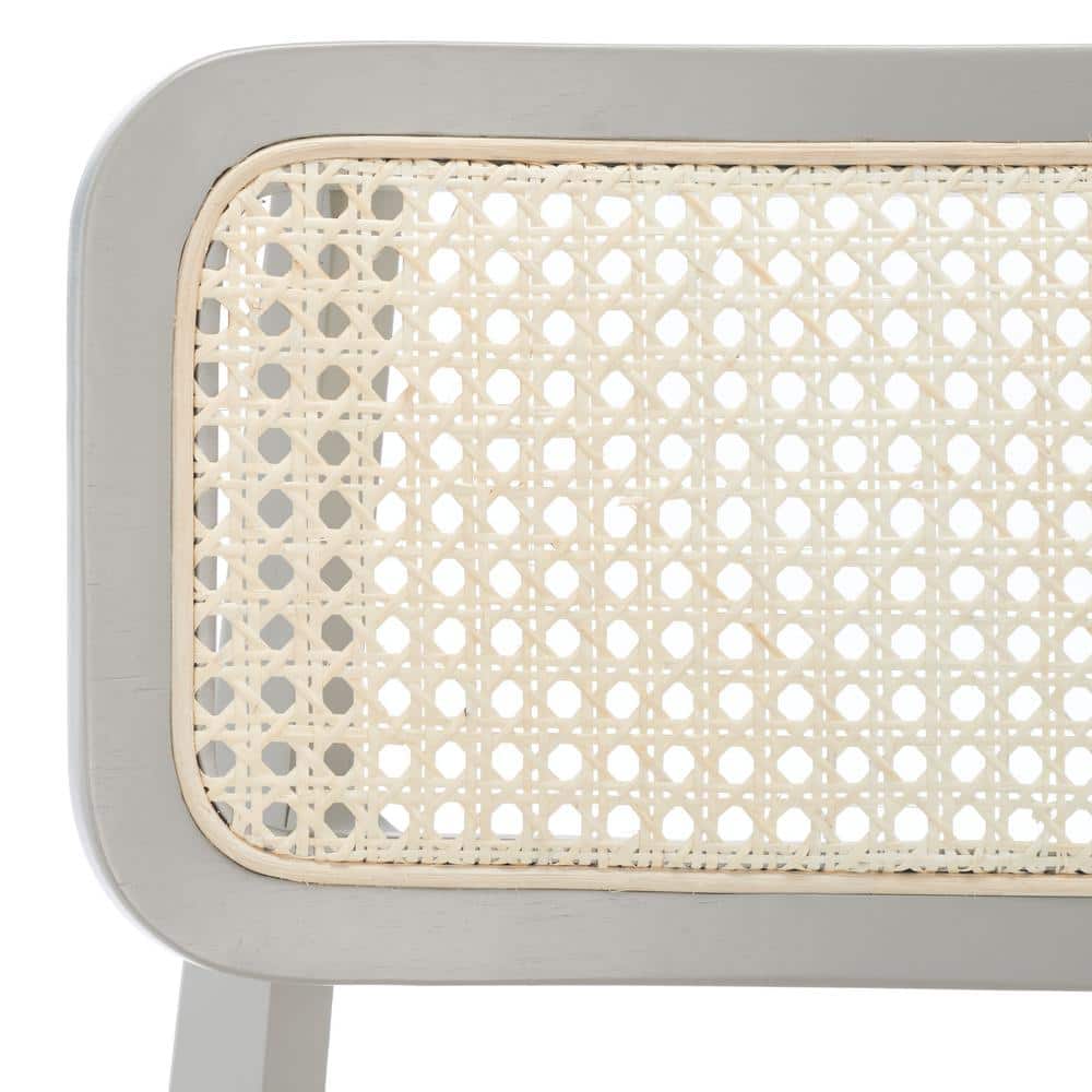 Luz Gray Wood and Cane Mid-Century Modern Side Chair
