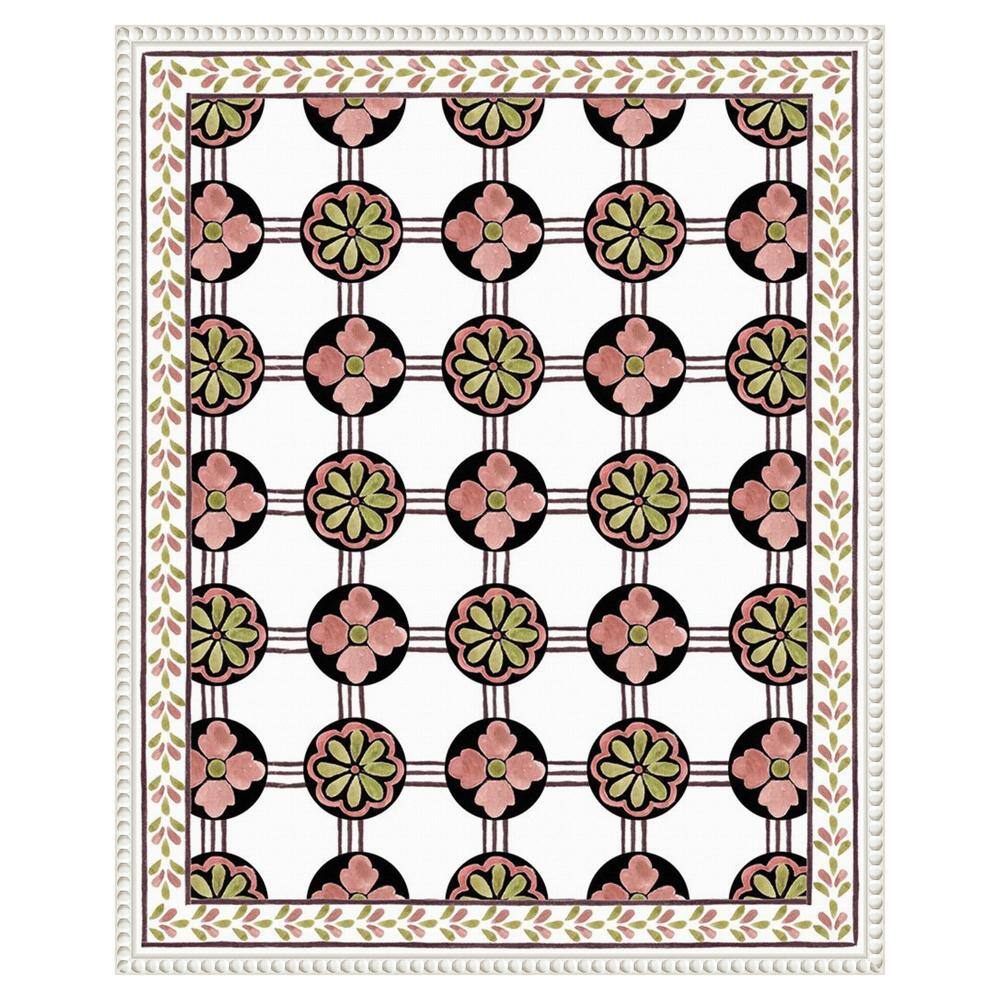 Cubicles II Abstract Floral Canvas Print with White Frame