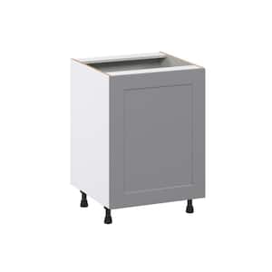 24 in. W x 34.5 in. H x 24 in. D Bristol Painted Slate Gray Shaker Assembled 3-Waste Bins Pull Out Kitchen Cabinet