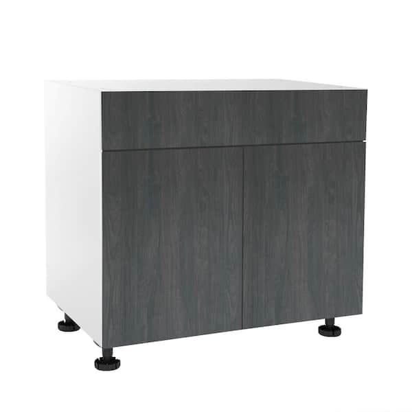 Cambridge Quick Assemble Modern Style, Carbon Marine 36 in. Sink Base Kitchen Cabinet, 2 Door (36 in. W x 24 in. D x 34.50 in. H)
