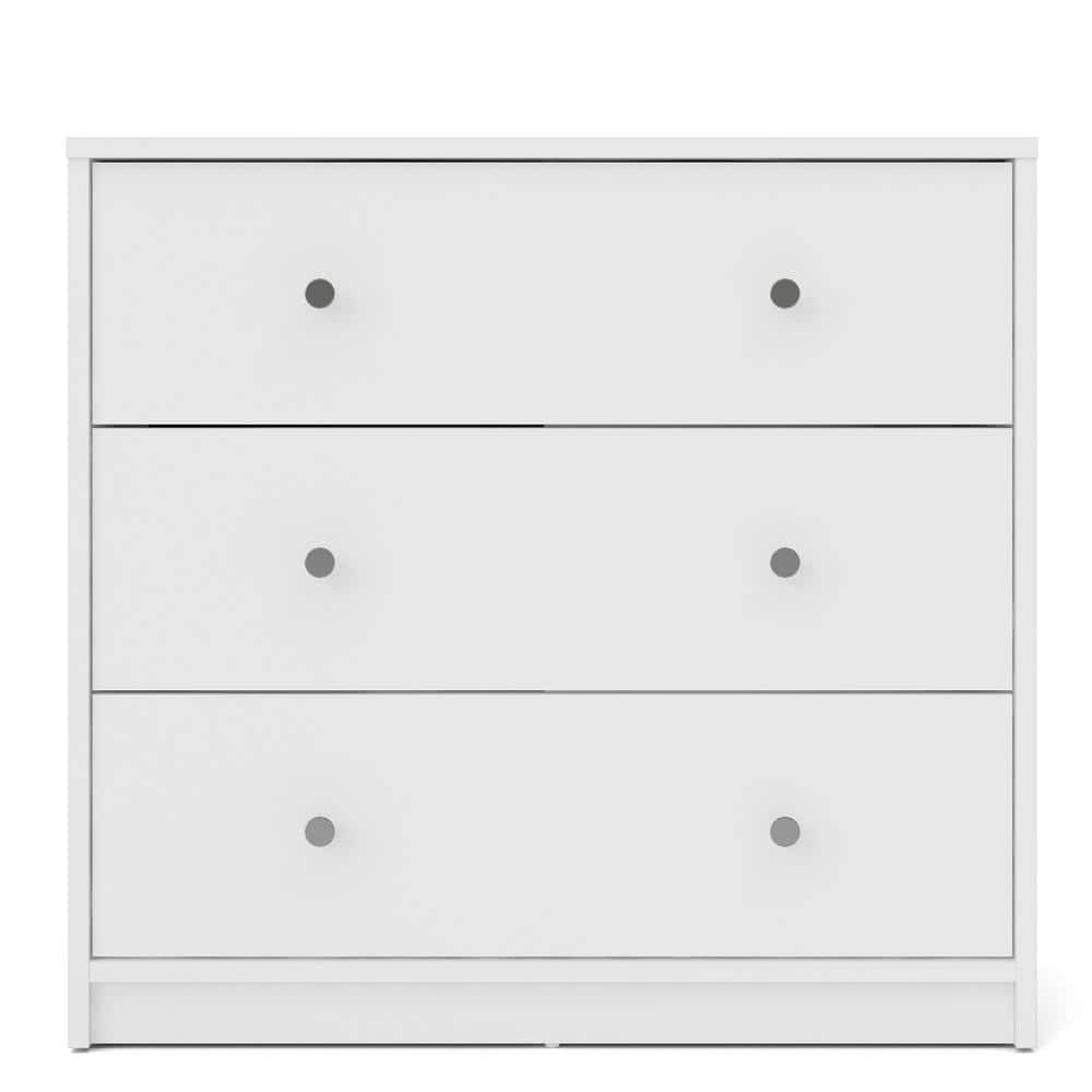White Horizontal 3-Drawer Chest in Sustainable Engineered Wood
