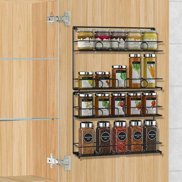 Spice rack wall mount, Spice Rack Organizer Wall Mount 4-Tier Separated  Hanging Spice Racks with Hooks for Kitchen Counter Cabinet Pantry over  Stove 