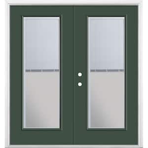 72 in. x 80 in. Conifer Steel Prehung Right-Hand Inswing Mini Blind Patio Door with Brickmold