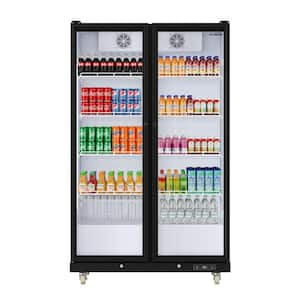 47 in. Commercial 2-Glass-Door Merchandiser Refrigerator, 35 cu. ft. in Black