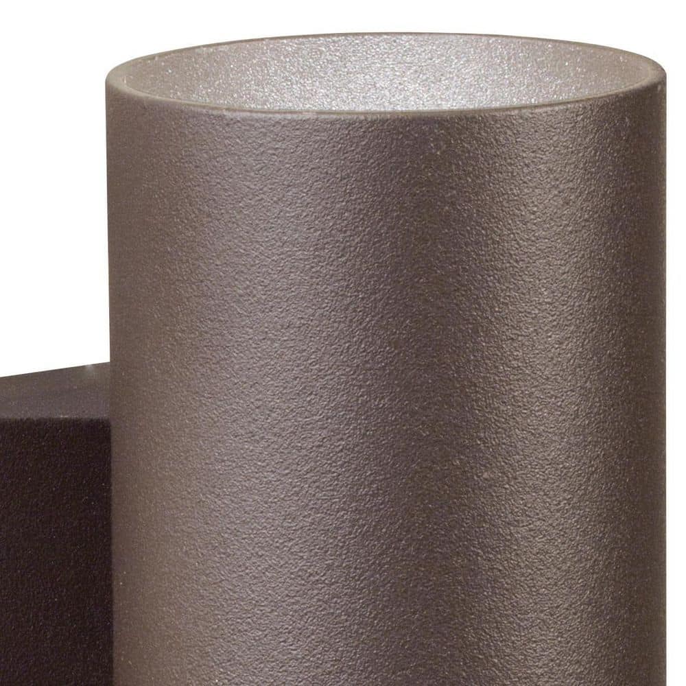 Modern Distressed Bronze Cylinder Wall Light with Up/Down Xenon Lighting