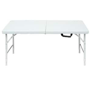 4 ft. White Camping Table Portable Folding Table Convenient and Sturdy Foldable Table for Indoor and Outdoor Use