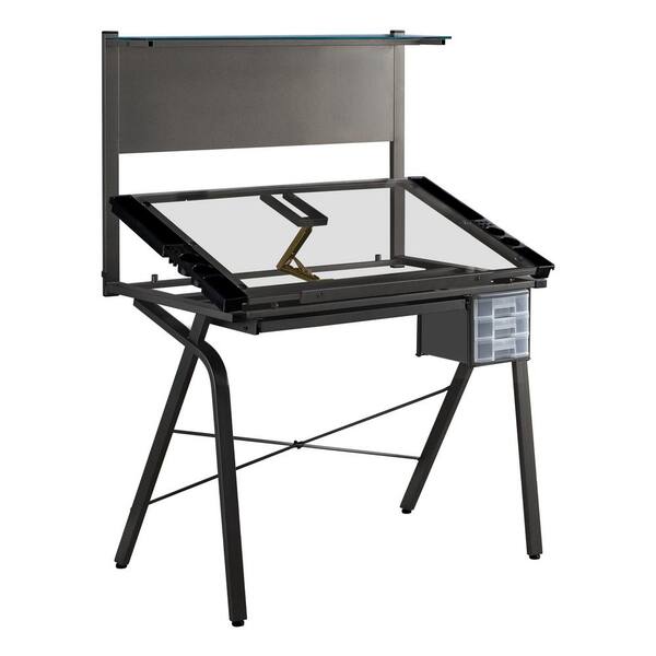 41 In Gray Tall Rectangle Glass Console Table With Tempered Drawers Hd7034 The Home Depot Gray Tall Rectangle Glass Console Table, Tall Glass Console Table