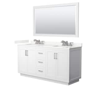 Miranda 66 in. W x 22 in. D x 33.75 in. H Double Bath Vanity in White with Giotto Qt. Top and 58 in. Mirror
