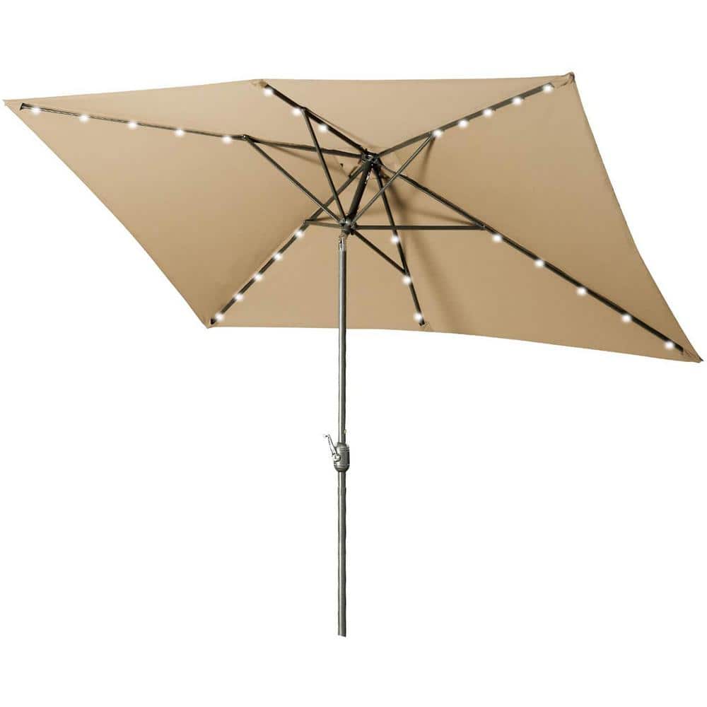 SUNVIVI 6.5 x 10 ft. Rectangular Market Patio Umbrella with Solar