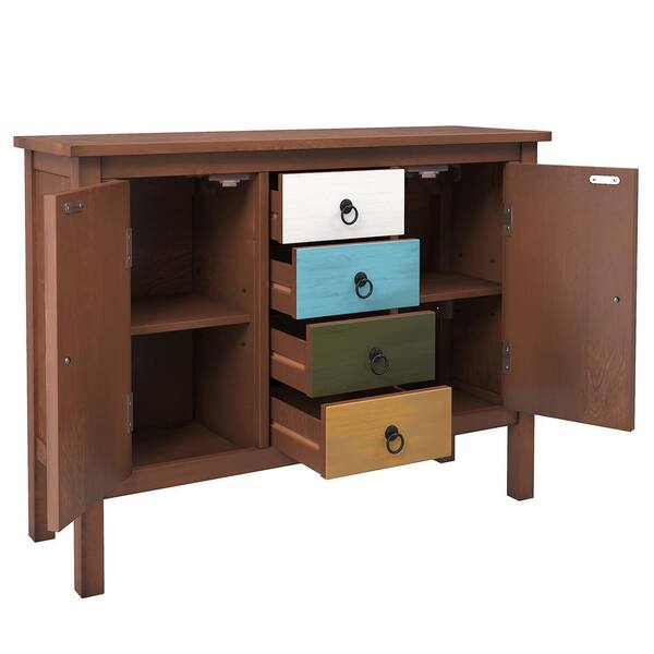 GOSALMON Natural Wooden Storage Cabinet with 3 Drawers and