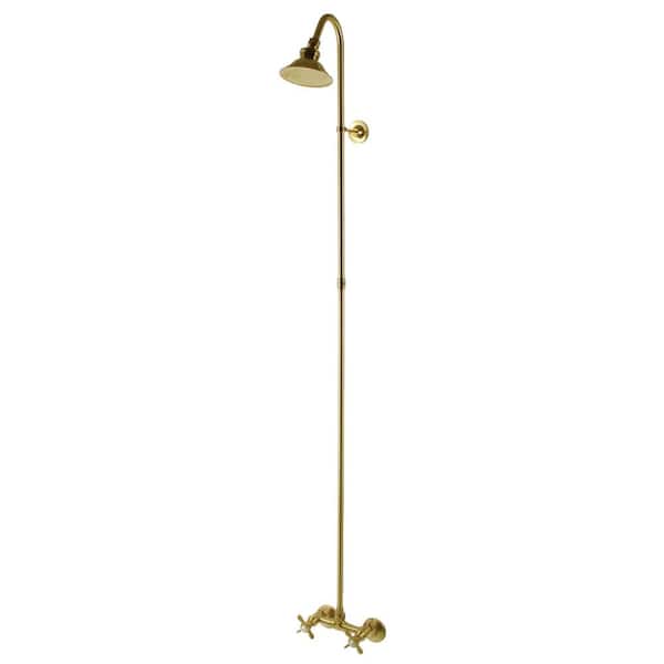 Kingston Brass Essex 2-Handle 1-Spray Clawfoot Tub Faucet in Brushed Brass (Valve Included)