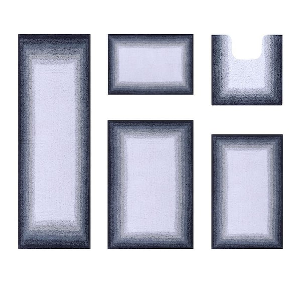 Better Trends Torrent Collection Gray 100% Cotton 5-Piece Bath Rug Set