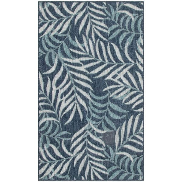 Nourison Garden Oasis Navy 3 ft. x 5 ft. Nature-inspired Contemporary Area Rug